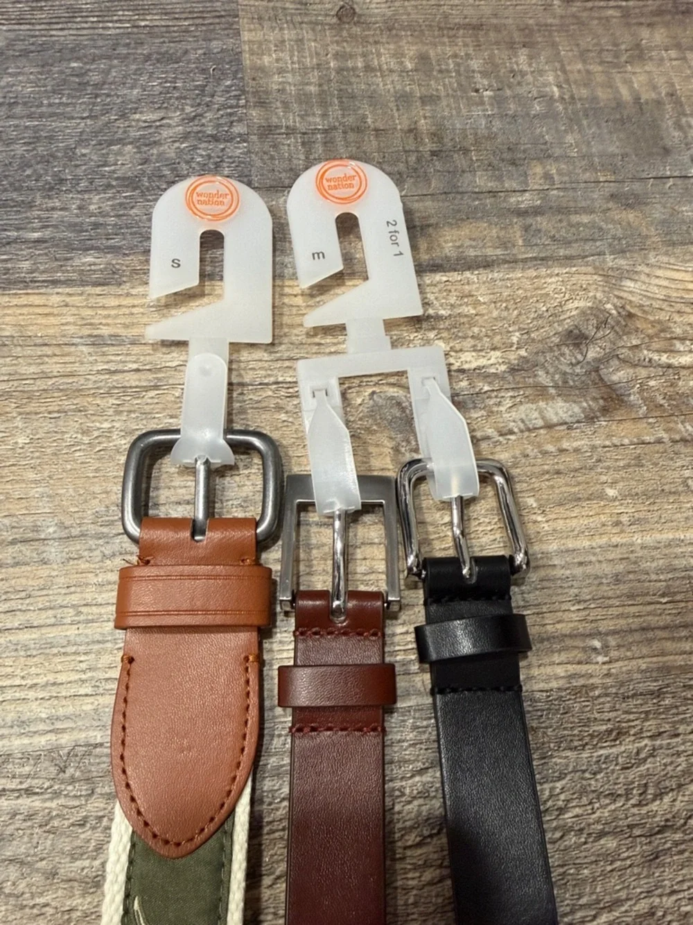 Boys Leather and Canvas Strap Set - Black, Brown, Tan